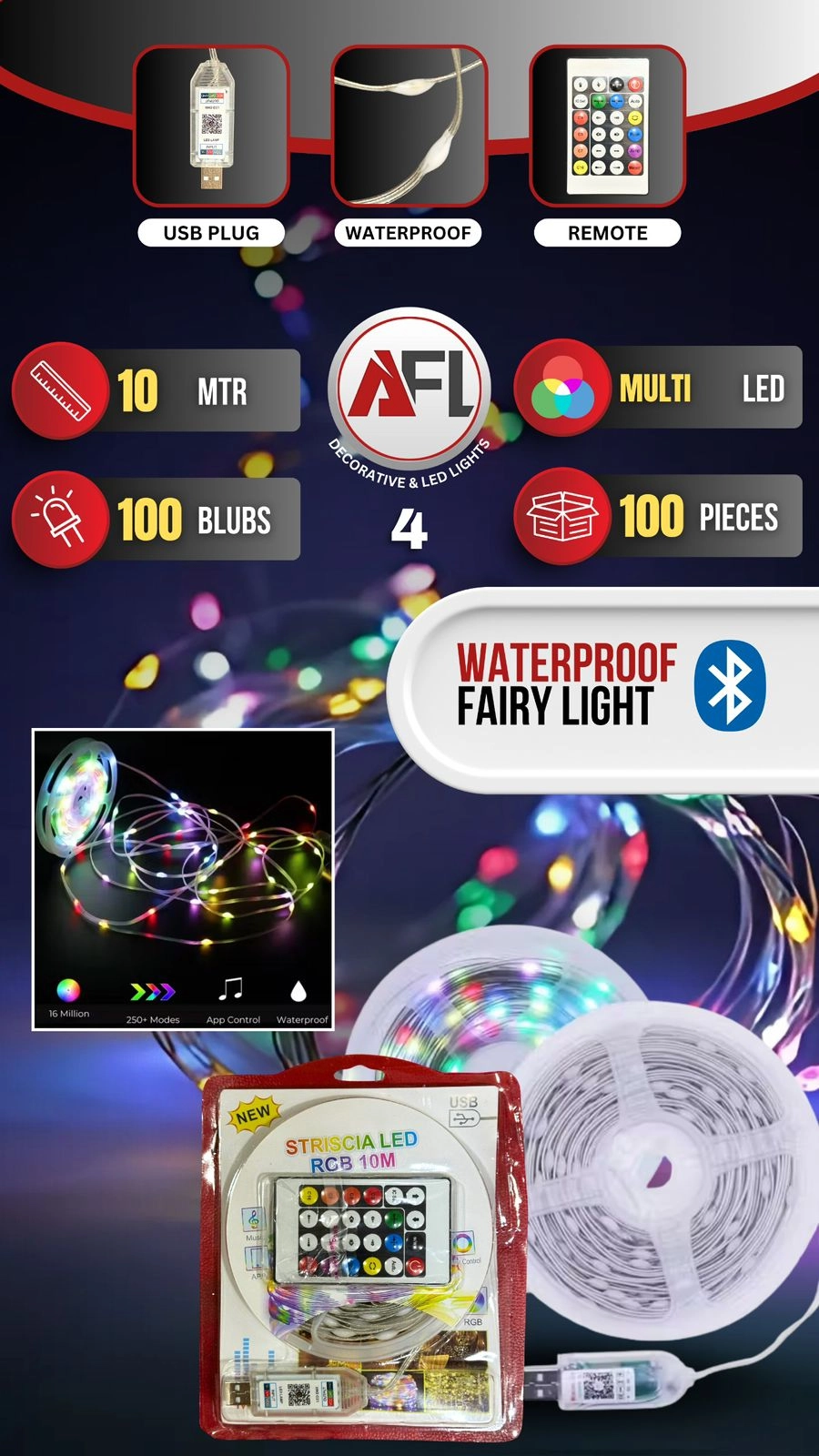 10m Fairy Light With Remote 
